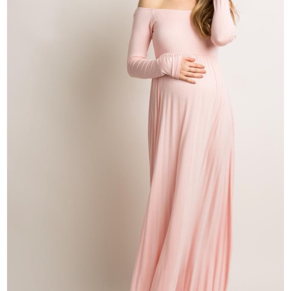 NWT Pink maternity dress off the shoulders.